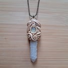 Spirit Quartz with Chalcedony Crystal and Polymer Clay Amulet Pendant