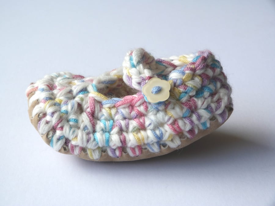 Baby shoes- Wool & leather - Mary Jane Shoes 