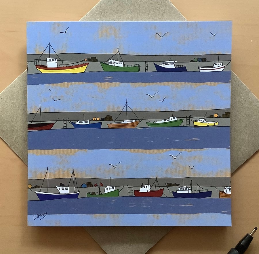 Greetings card - birthday card - boats