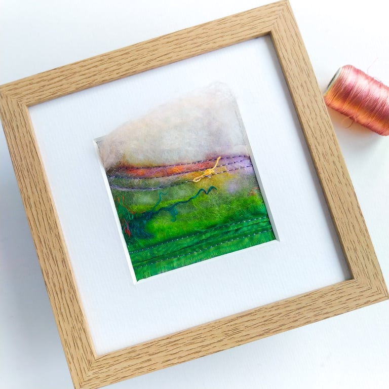 Original felt and stitch landscape of the Cumbria fells 