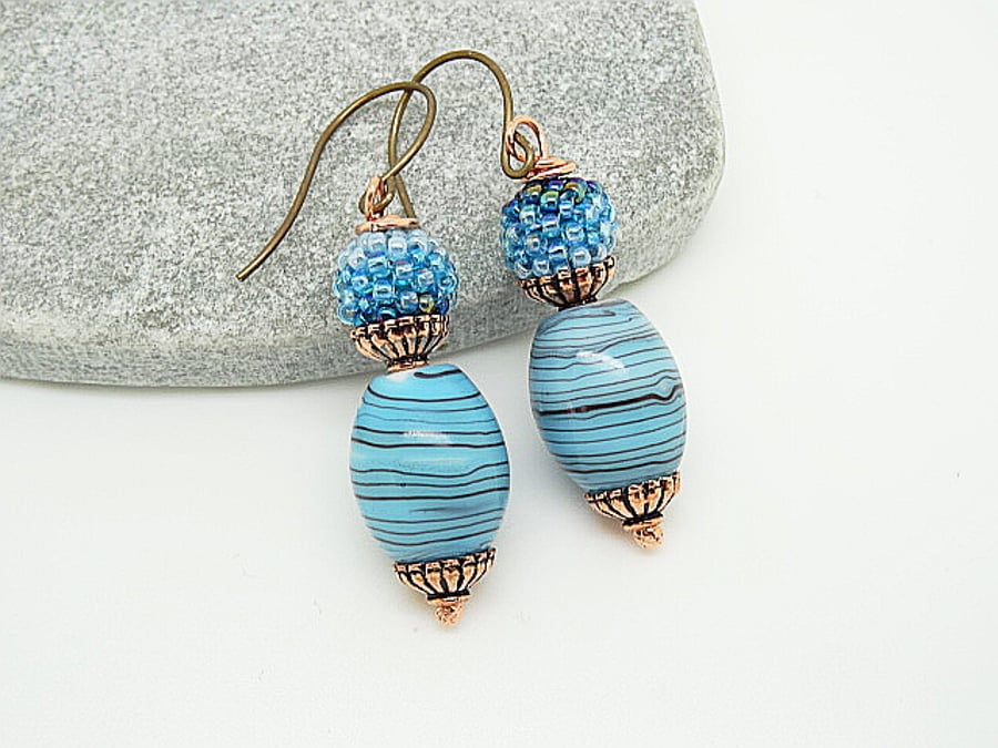 Czech Glass Blue Earrings