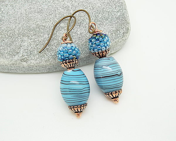 Czech Glass Blue Earrings