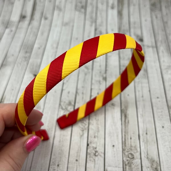 School Red and Yellow Gold 1.8mm striped Hairband