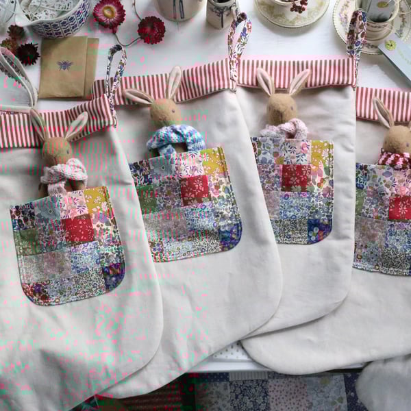 Heirloom Christmas Stocking - Liberty patchwork pocket 