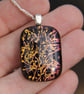 Orange Gold  Pattern Dichroic Glass Pendant,  Fused Glass Necklace F27 - Image 4