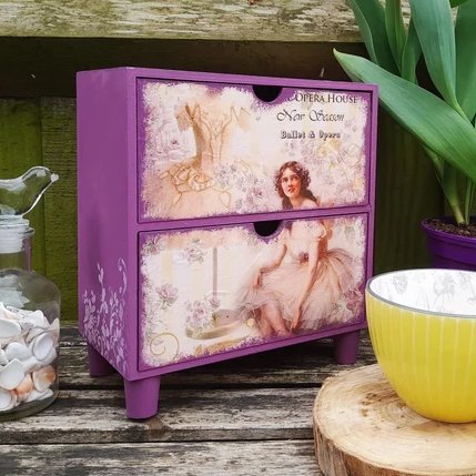 Ballerina Jewellery Chest - Small Vintage Storage Drawers for Girls - Ballet Sty