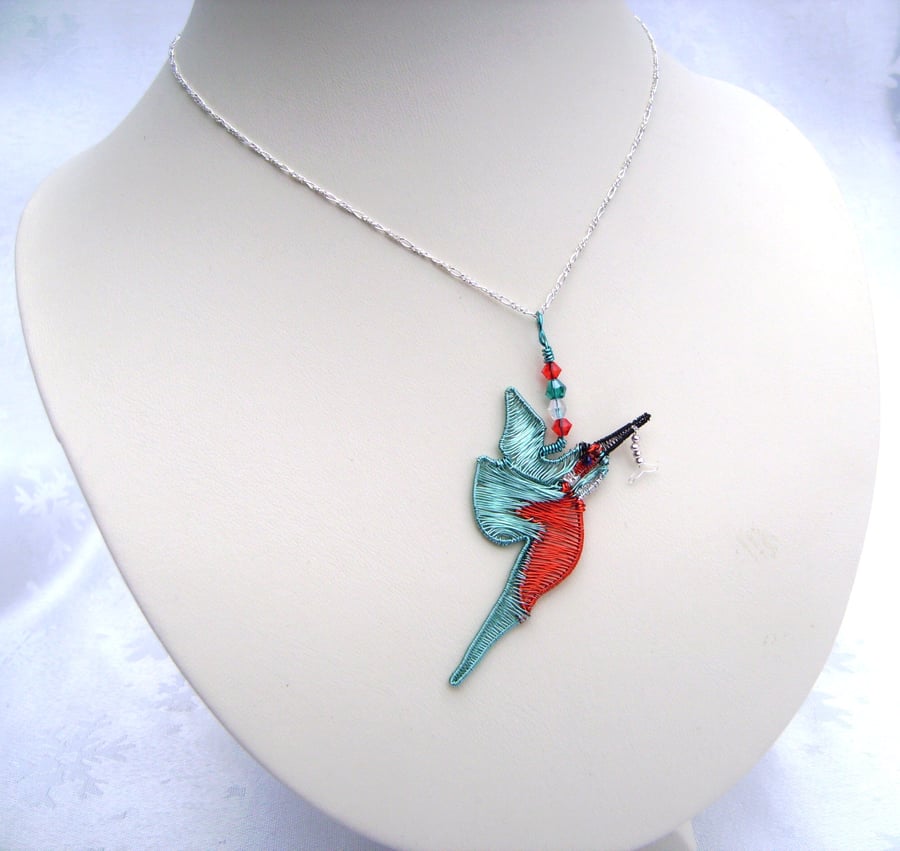 Kingfisher Wire Wrapped Crystal Bead Necklace