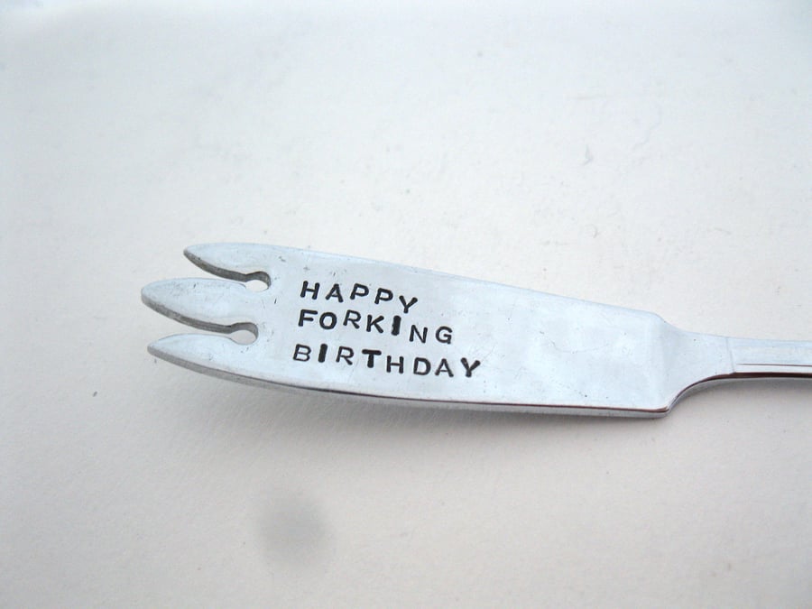 Stamped Pastry Fork, Happy Forking Birthday