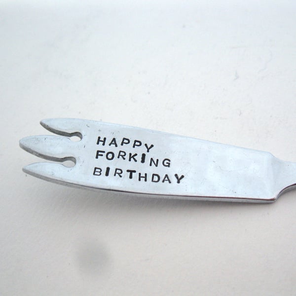 Stamped Pastry Fork, Happy Forking Birthday