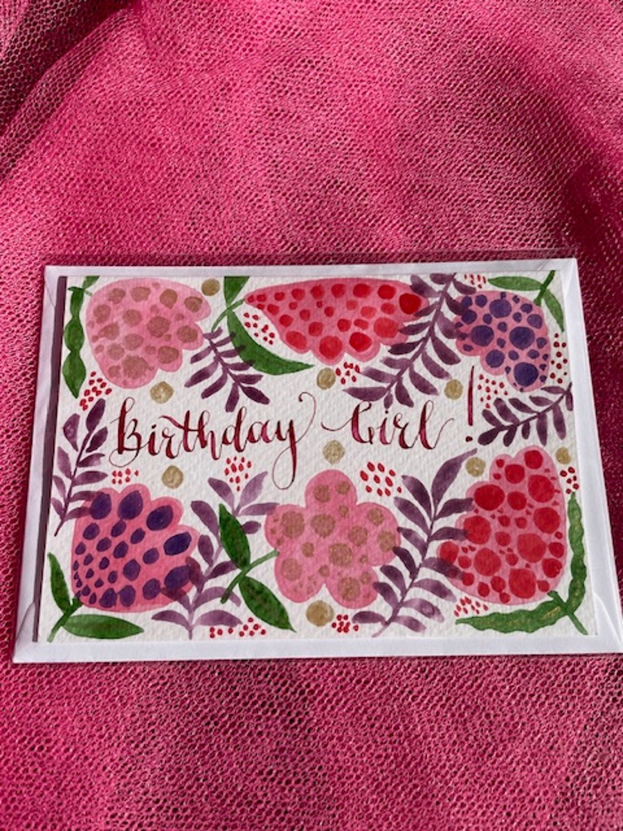 Happy Birthday Watercolour and ink card