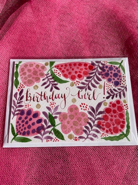 Happy Birthday Watercolour and ink card