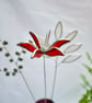 Stained Glass Flower - Handmade 3D Red Clematis - Silver Finish - Image 2