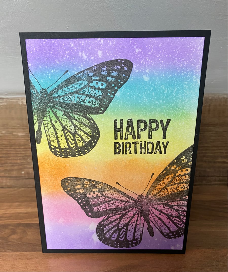 Birthday "Patchwork Bright Butterfly" Card