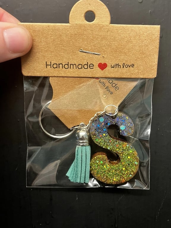 Resin Initial Keyring - S