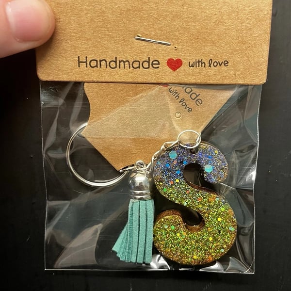Resin Initial Keyring - S
