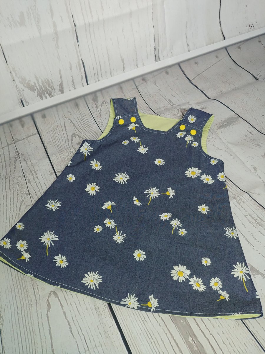 Daisy Print Reversible Pinafore Dress - Two Dresses in One