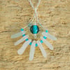 Sea glass pendant with turquoise beads