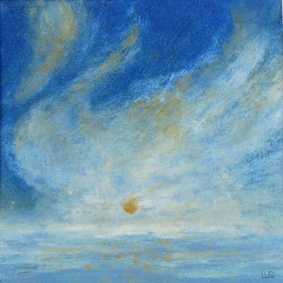 Original sunset over the sea painting ocean view evening sky