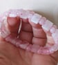 Stretchy Pink Rose Quartz Gemstone Cuff Stacker Bracelet - Image 5