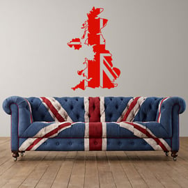 United Kingdom Map Union Jack Britain Decorative Vinyl Wall Sticker Earth Murals