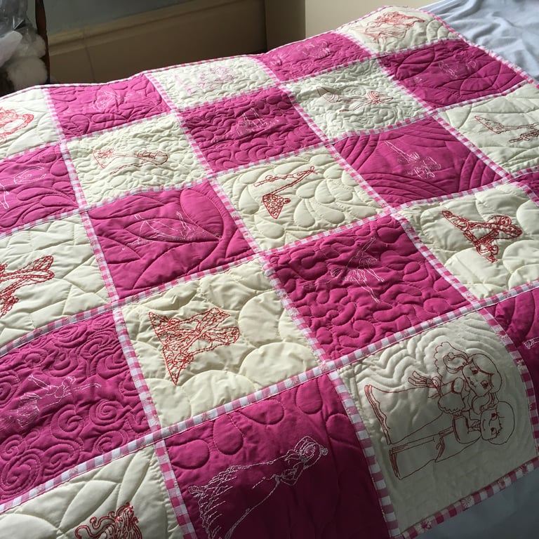 Raspberries and Cream. Quilt for Girl or Young Lady. Shoes, Fashion and Dance.