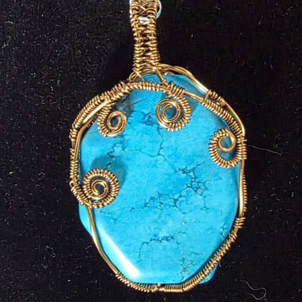 Turqouise Blue Magnesite Pendant (dyed)