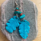 Turquoise leaves earrings