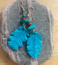 Turquoise leaves earrings