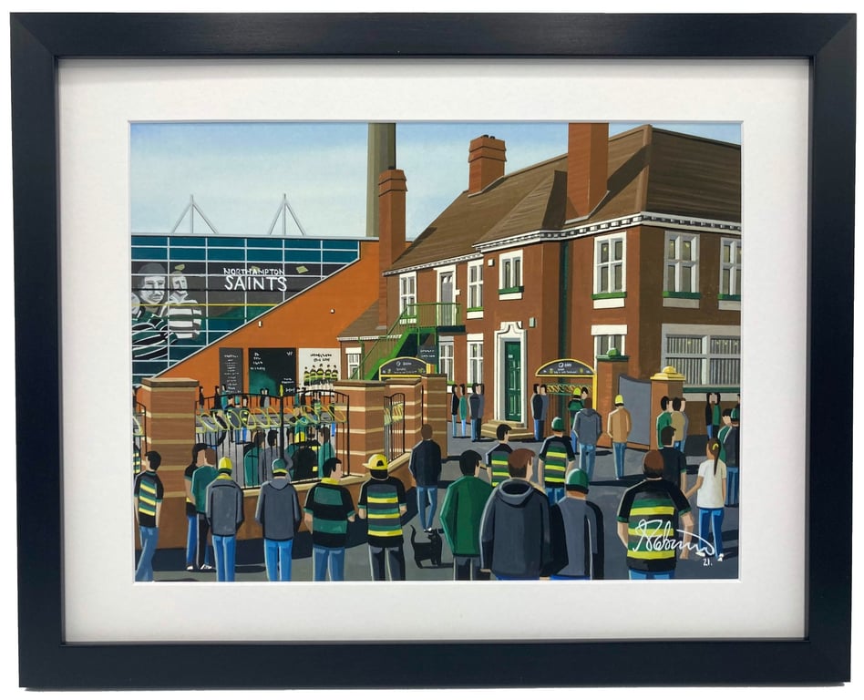 Northampton. Framed & Unframed Fine Art Saints Print, Rugby Union Franklins Gift