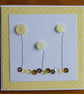 Pack of 3 Mini Blank Cards - Yellow Button Flowers and Sequins - Image 4