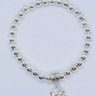 Silver Beads  Bracelets with  Elephant Pendant Stretchy Bracelet
