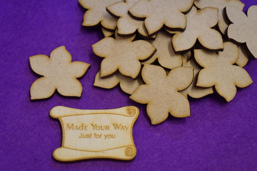 MDF Flower B 4cm - 25 x Laser cut wooden shape - Folksy