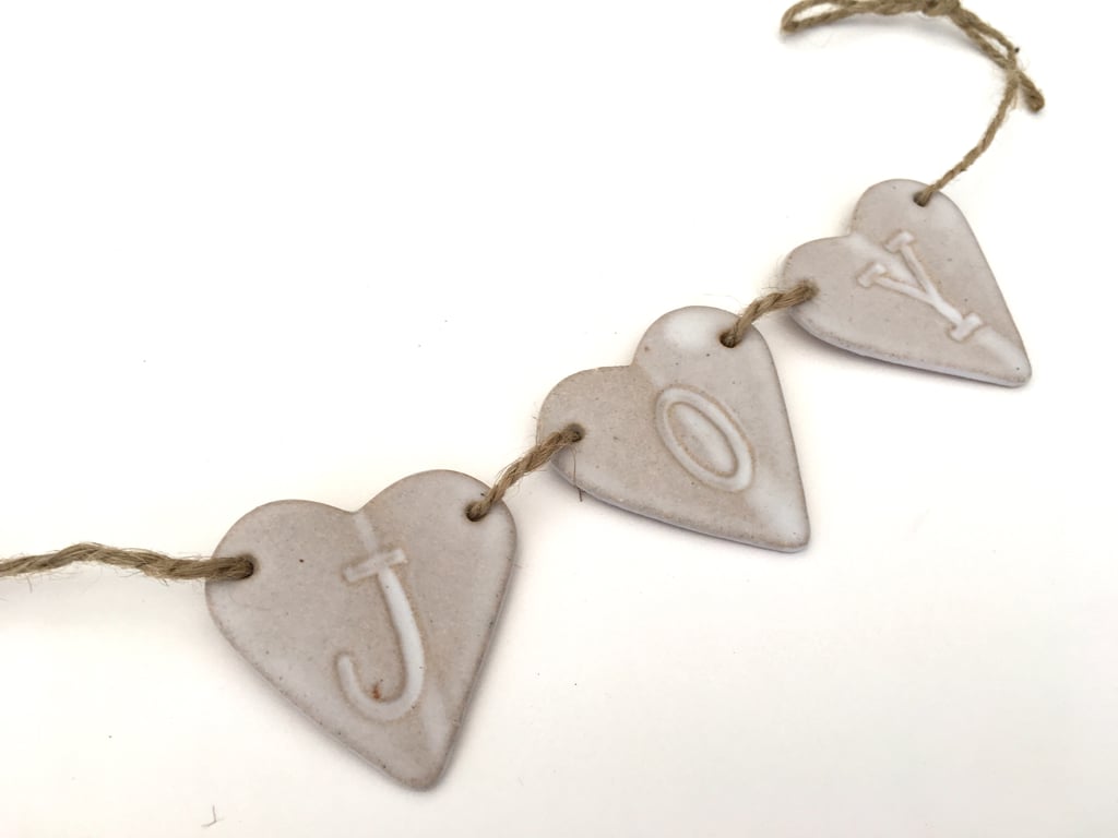 Handmade Loveheart hanger, ceramic bunting, pottery, home decor, gift
