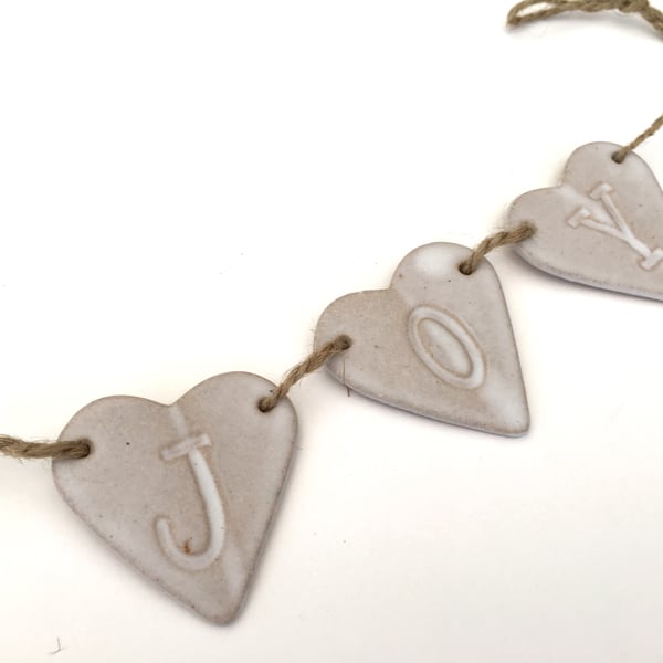 Handmade Loveheart hanger, ceramic bunting, pottery, home decor, gift