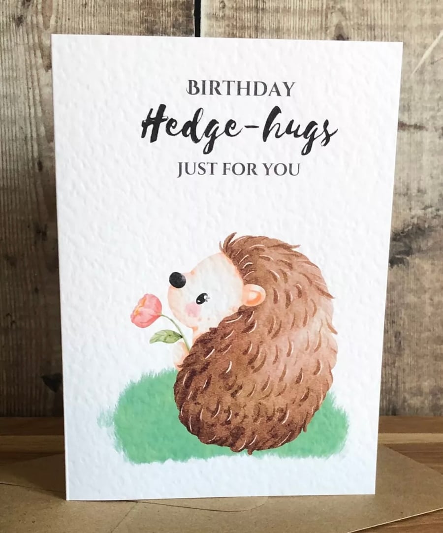 Hedgehog birthday card blank inside 