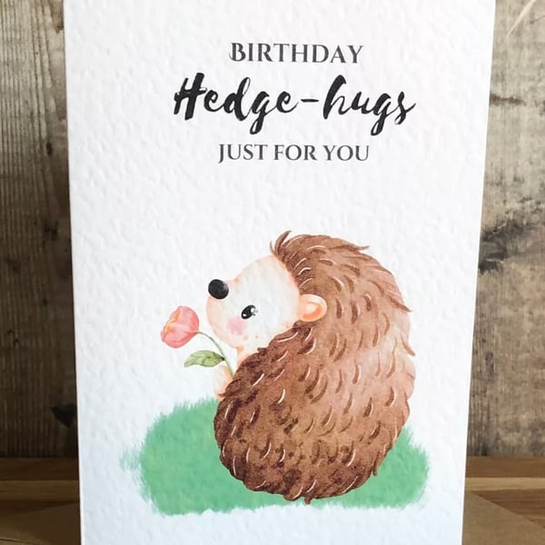 Hedgehog birthday card blank inside 