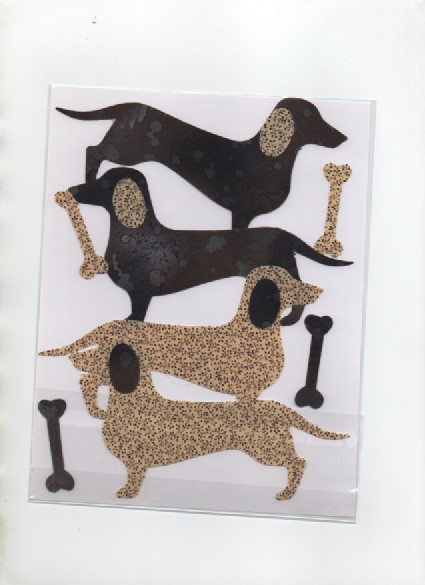 ChrissieCraft 4 die-cut adorable DACHSUNDS with bones for APPLIQUE