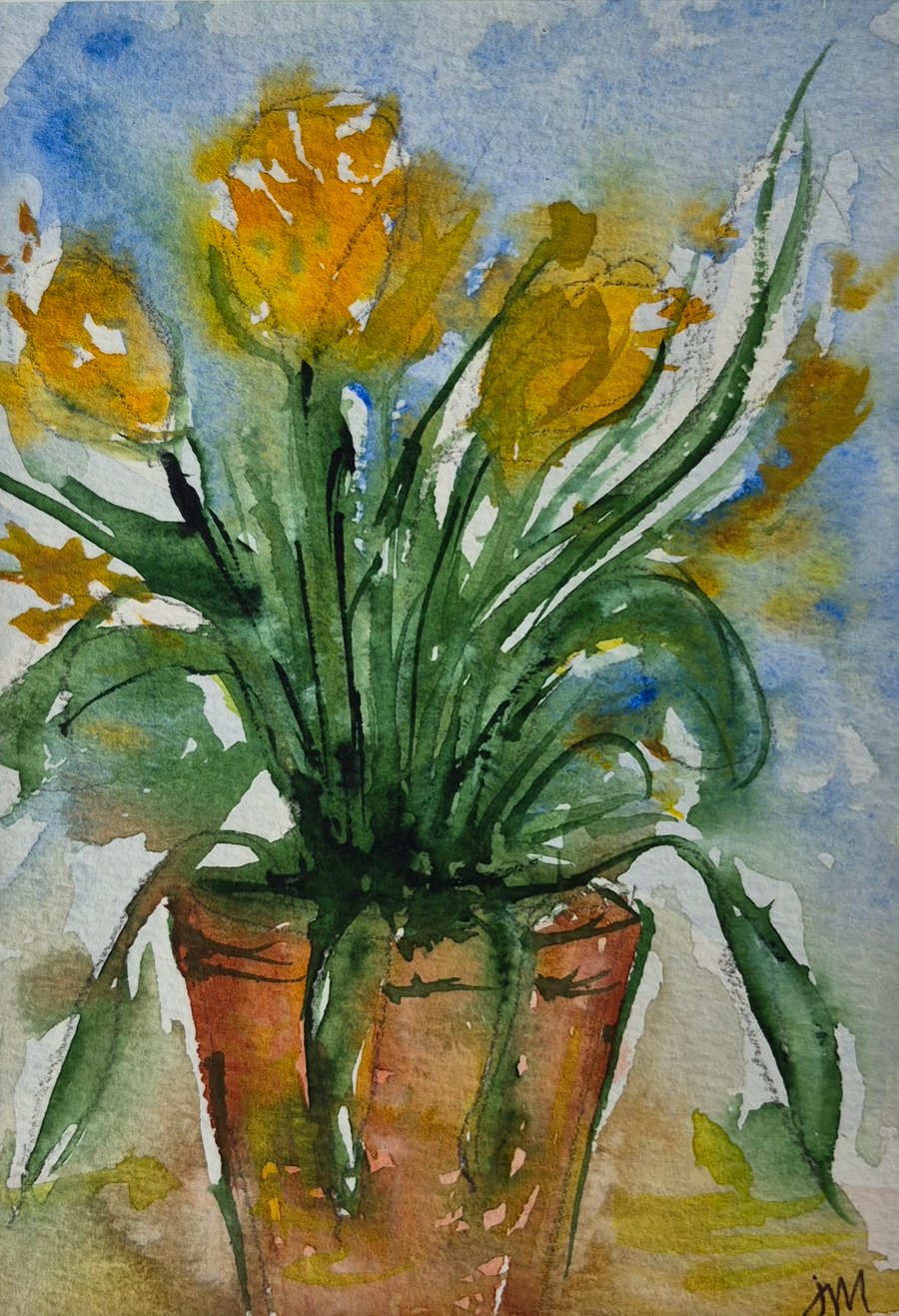 'Spring flowers'  is an original watercolour.