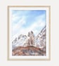 Snow Leopard Art Print, Mountain Wildlife Wall Art, Wild Cat Animal Decor 