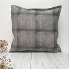 Hand Printed Linen Square Cushion with Stitched Border  - FOLKI - Lavender