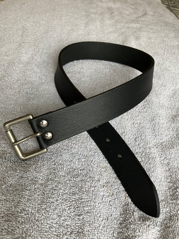 1.5" Width Textured Black Leather Belt 24"-28" FREE UK SHIPPING