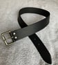 1.5" Width Textured Black Leather Belt 24"-28" 