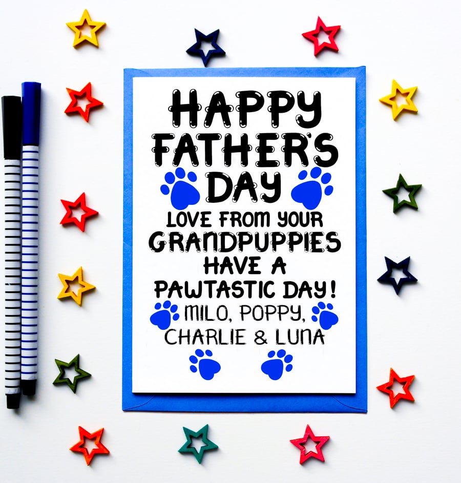 Personalised Custom Father's Day Card From Grandpuppies For Grandad 