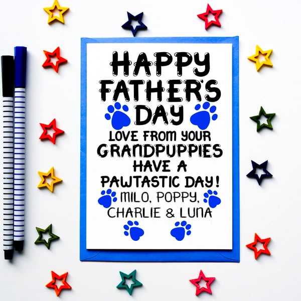 Personalised Custom Father's Day Card From Grandpuppies For Grandad 