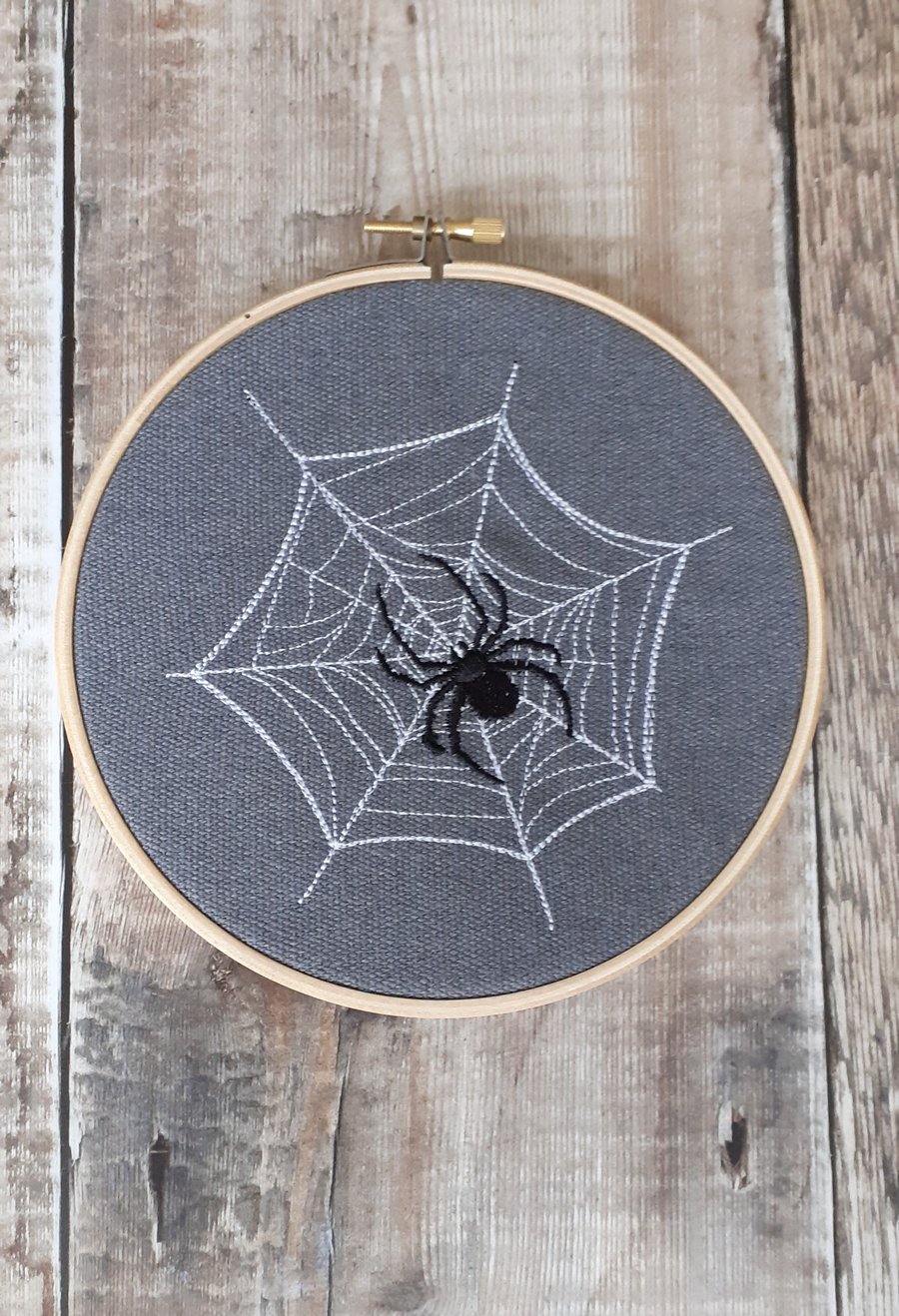 Spider web embroidery hoop