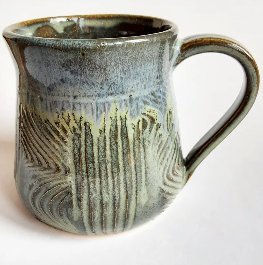 Blue Textured Mug - Hand Thrown Stoneware Ceramic Mug 