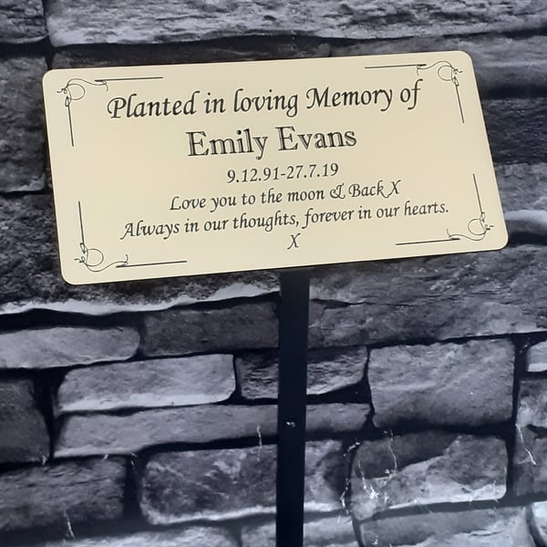 Personalised Memorial Plaque Dedication Tree Marker Memorial Garden Plaque 