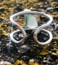 Sage Green Statement Sea Glass and Sterling Silver Ring- Adjustable  - 1309 - Image 3