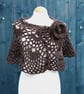 Natural undyed black Jacob wool crochet wrap - design SB188 - Image 3