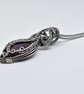 Oxidised Silver and Ruby Wire Woven Pendant - Ruby Wrapped and Woven Necklace - Image 9
